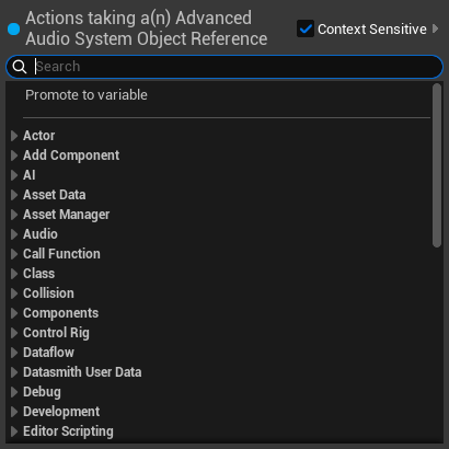 Drag from the output node to open the context menu